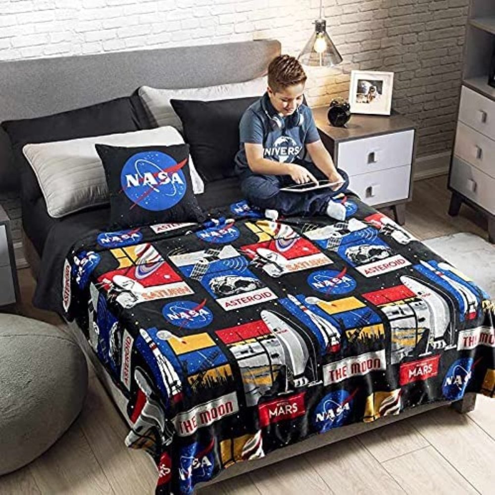 NASA Blanket Light Throw Boy Black Teens Size Throw 43" x 67" Blanket Super Soft